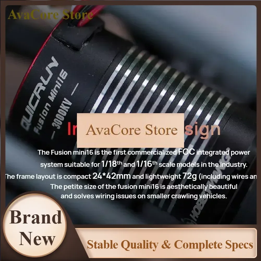 AvaCoreHOBBYWING QUICRUN Fusion Mini16 30A 3000KV Brushless Sensored Waterproof Motor ESC 2-IN-1 Machine For 1/16 1/18 RC Car Cr