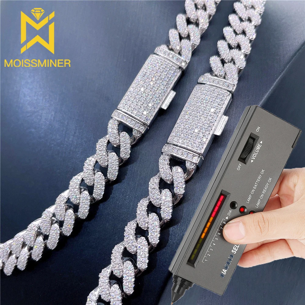 Nice 10mm Moissanite Necklace Cuban Chain Necklace For Men Women Pass Diamond Tester S925 Iced Out Link Choker Jewelry Free Ship