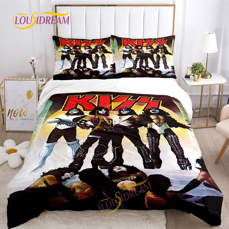 Rock music Kiss Band Duvet Set King Queen Full Size DIY bedding set Girl Room Music boy bedding set Fan Gift