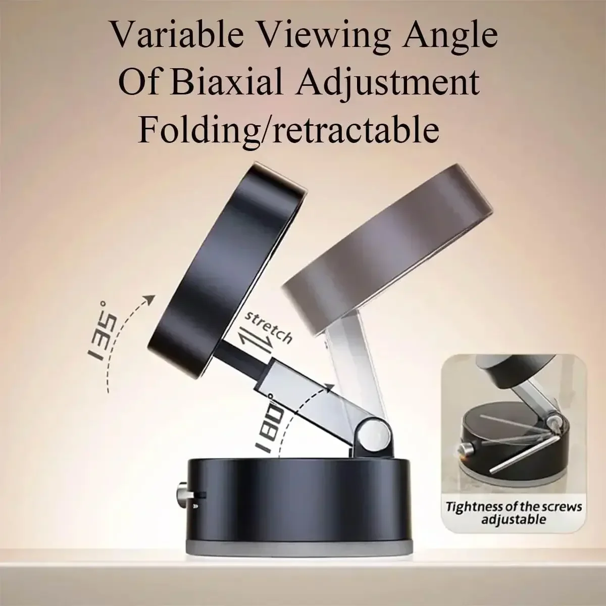 Foldable Magnetic Vacuum Phone Holder 360°Car Mount Double-Sided Swivel Stand Gym, Kitchen, Hands-Free Portable Phone Holder