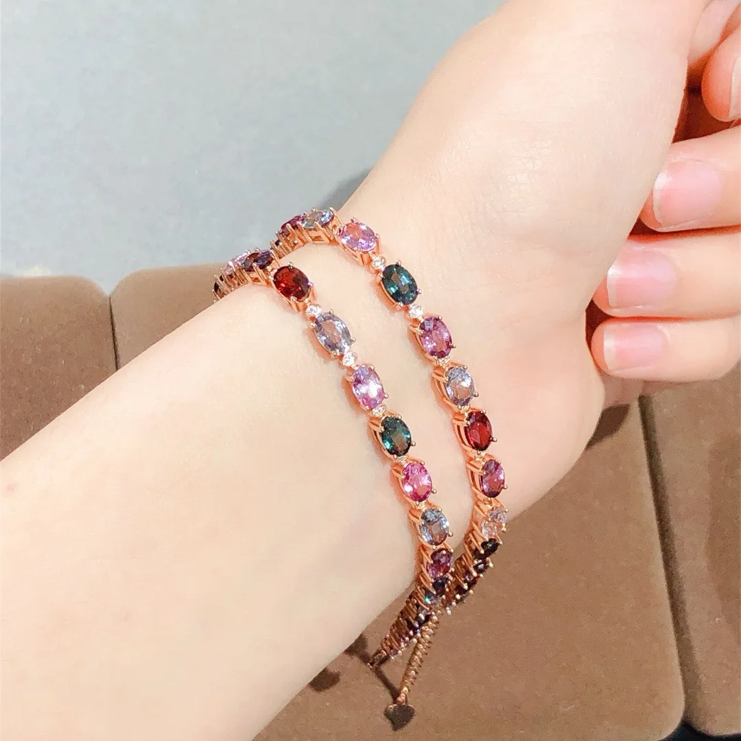 4*6mm Natural Spinel Bracelet, 925 Sterling Silver 18K Gold Plated, Colorful Gemstone Jewelry for Daily Wear