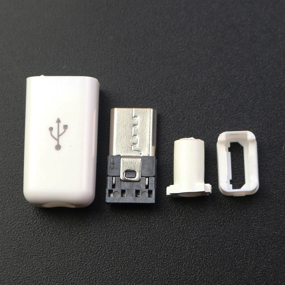 Micro USB 4 Pin Male connector plug Black/White welding Data OTG line interface DIY data cable accessories