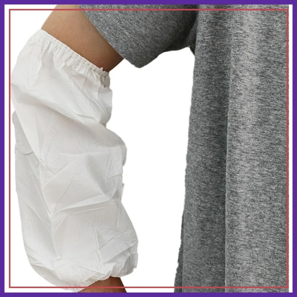 

Hazmat Sleeves Covers Arm Protector with Elasticated Ends White for Painting Tattoo Cleaning 13/16 Inches