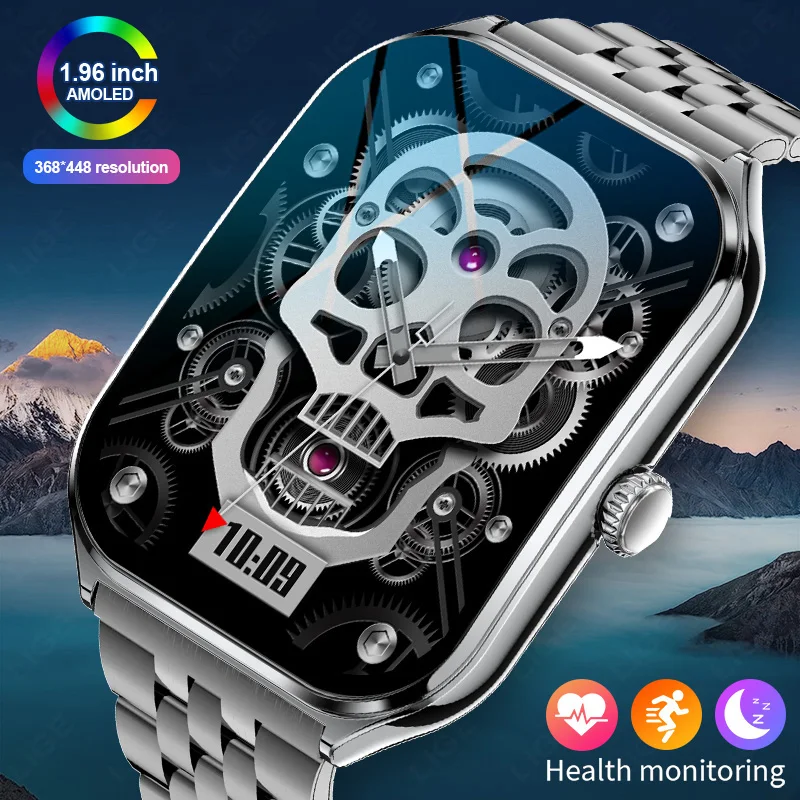 ساعة LIGE الذكية الرفيعة للغاية للسيدات 1.96 بوصة AMOLED 368*448 شاشة بيكسل عالية الدقة تعرض دائمًا تنبيه المكالمات الوقتية ساعة ذكية للرجال 2025