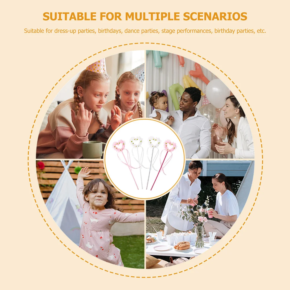 Varita de hadas para niños y niñas, varitas decorativas de bruja, palo de Ángel brillante, disfraz de fiesta, accesorio de escenario, tiempo de juego, 6 uds.
