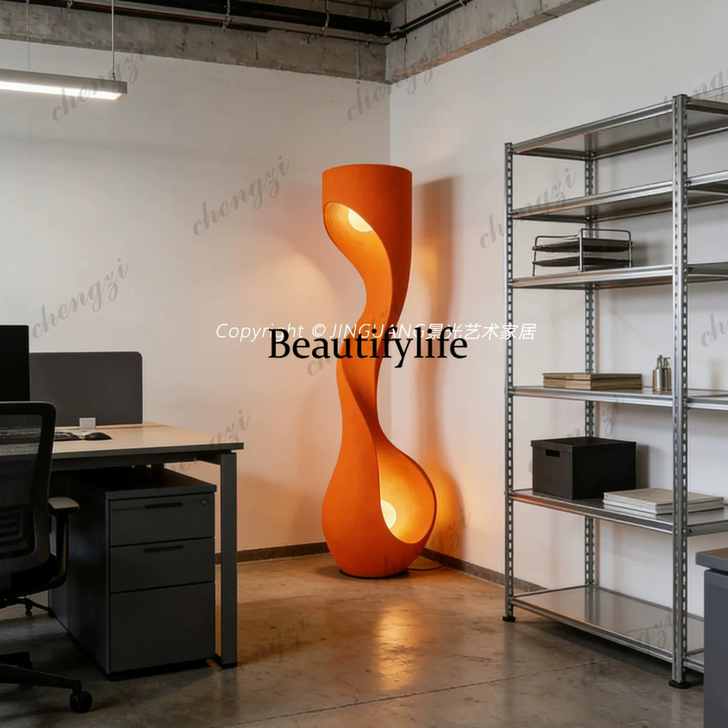 Scenic light simple modern wave shape decorative floor lamp cream wind villa living room bedroom creative art lamp