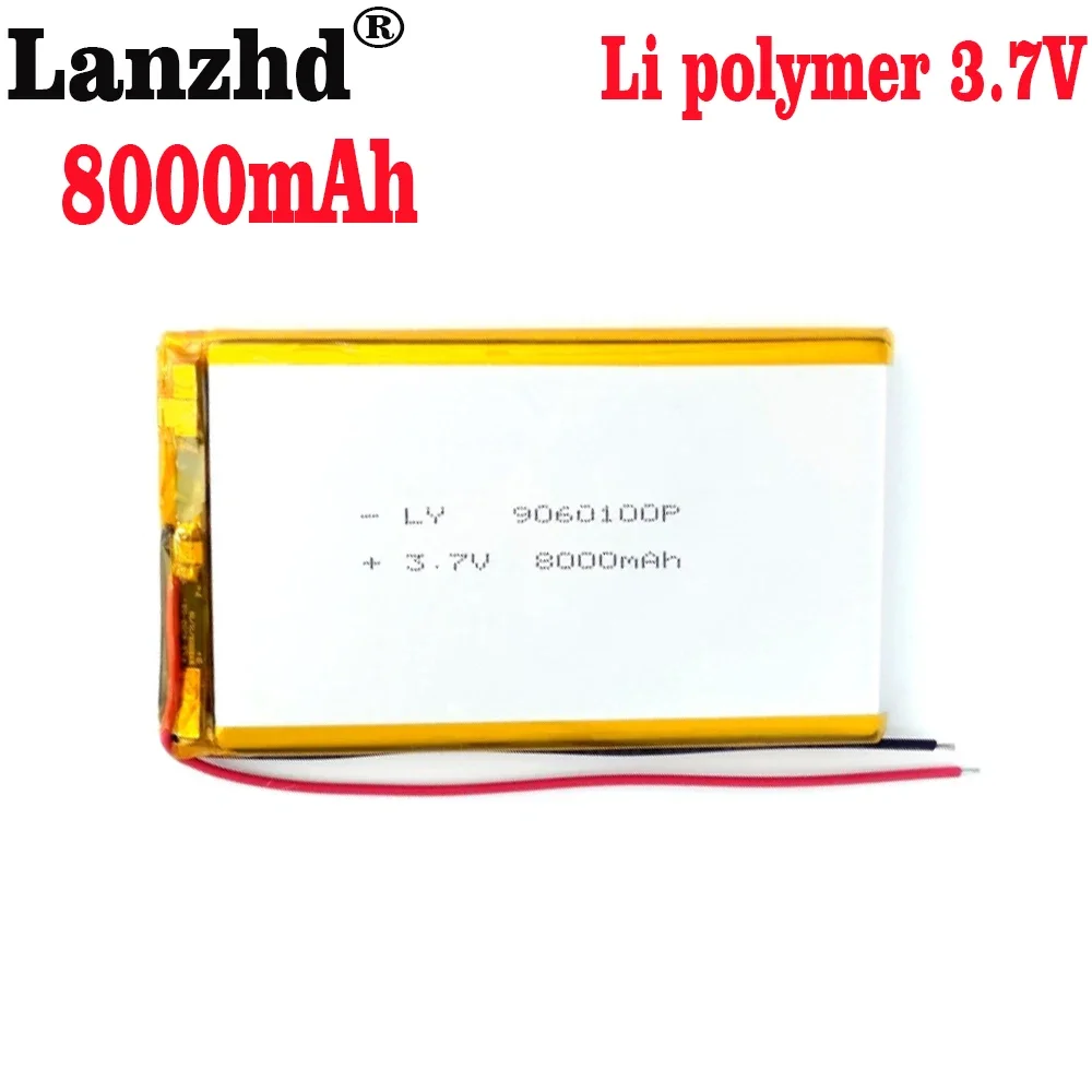 8-24PCS lithium ion polymer 3.7V 8000mAH 9060100 Li Polymer Li ion batteries for tablet pc BANK GPS mp3 mp4 speakers