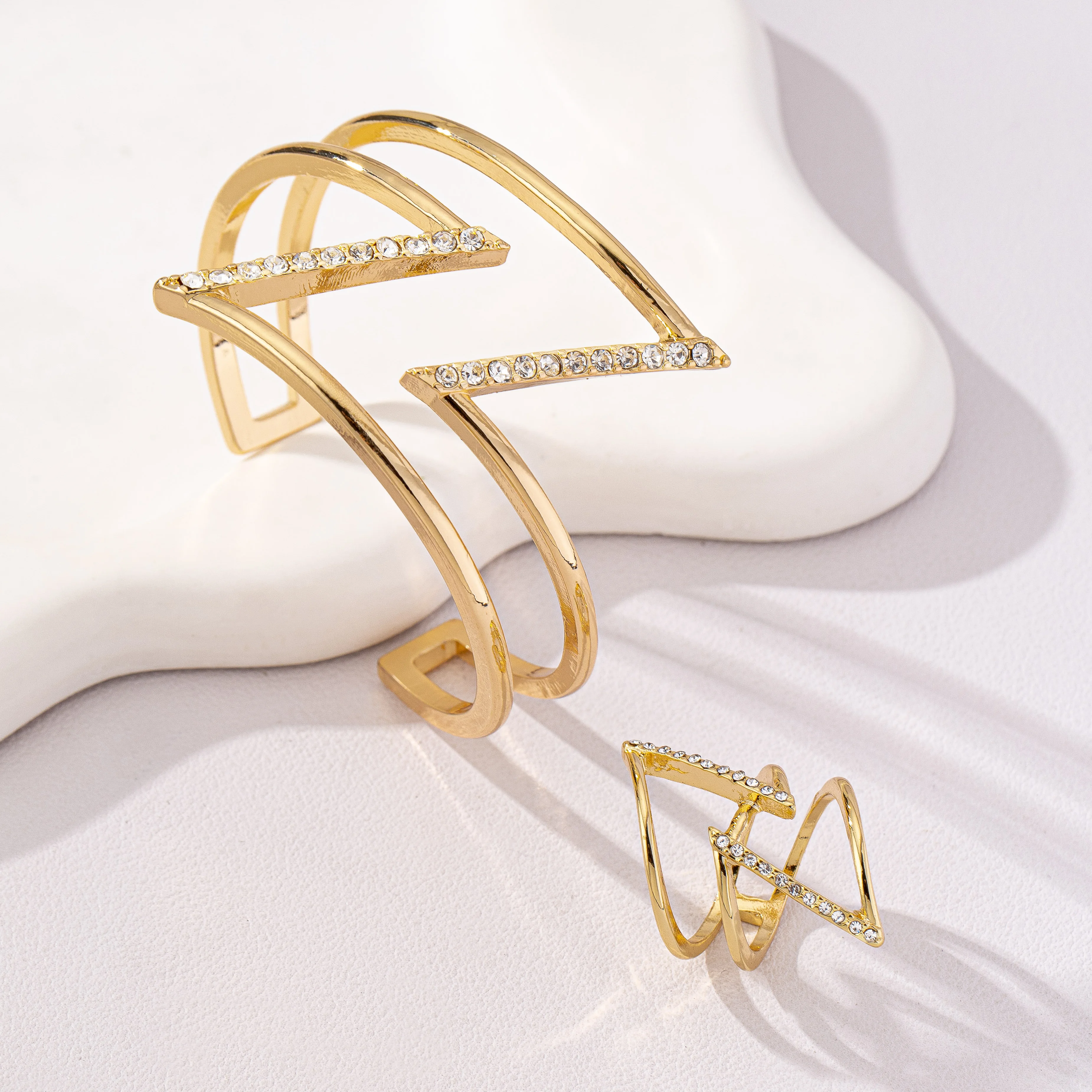 

Fashion punk style metal alloy personal design geometric bracelets and rings dating vacation travel jewelry set