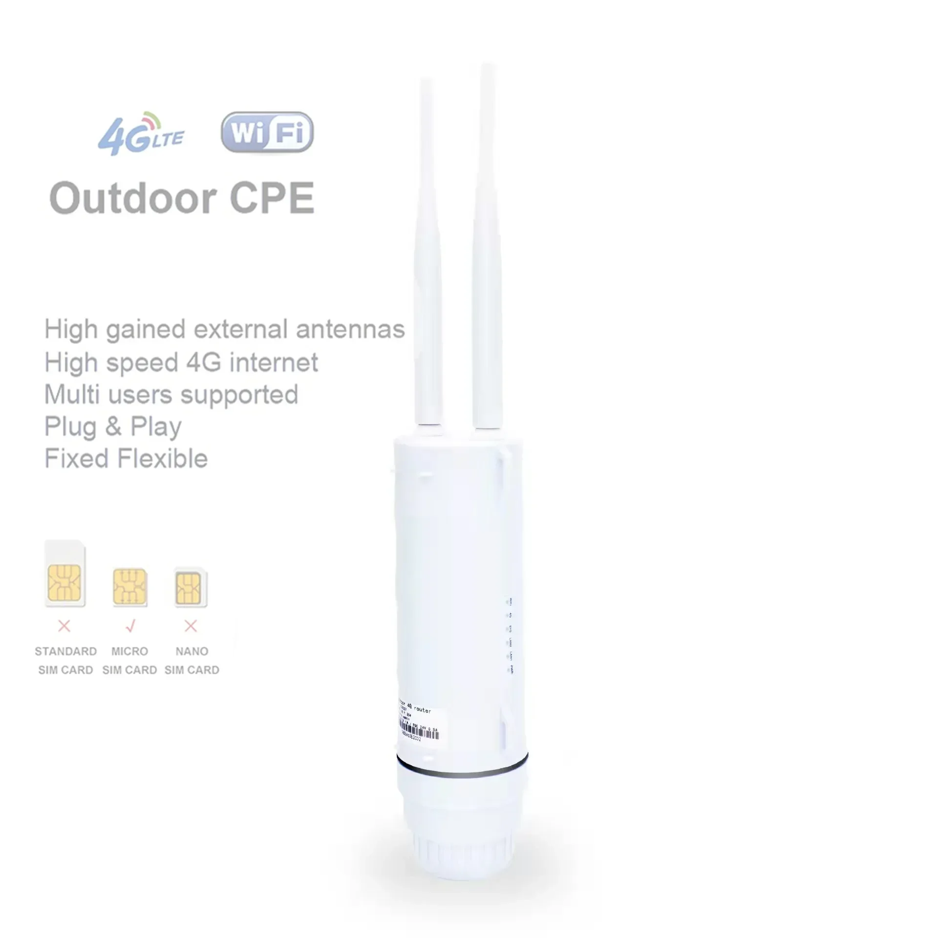 Outerdoor Waterproof 300Mbps Smart 4G Router Home Hotspot RJ45 WAN LAN WIFI Coverage Modem External Antenna CPE