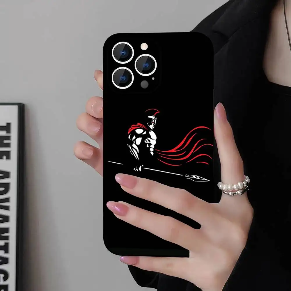 Cool Spartan Phone Case para iPhone 17,16,15,14,13,12,11,Pro,Max,Plus,E,Air,Mini cubierta protectora negra