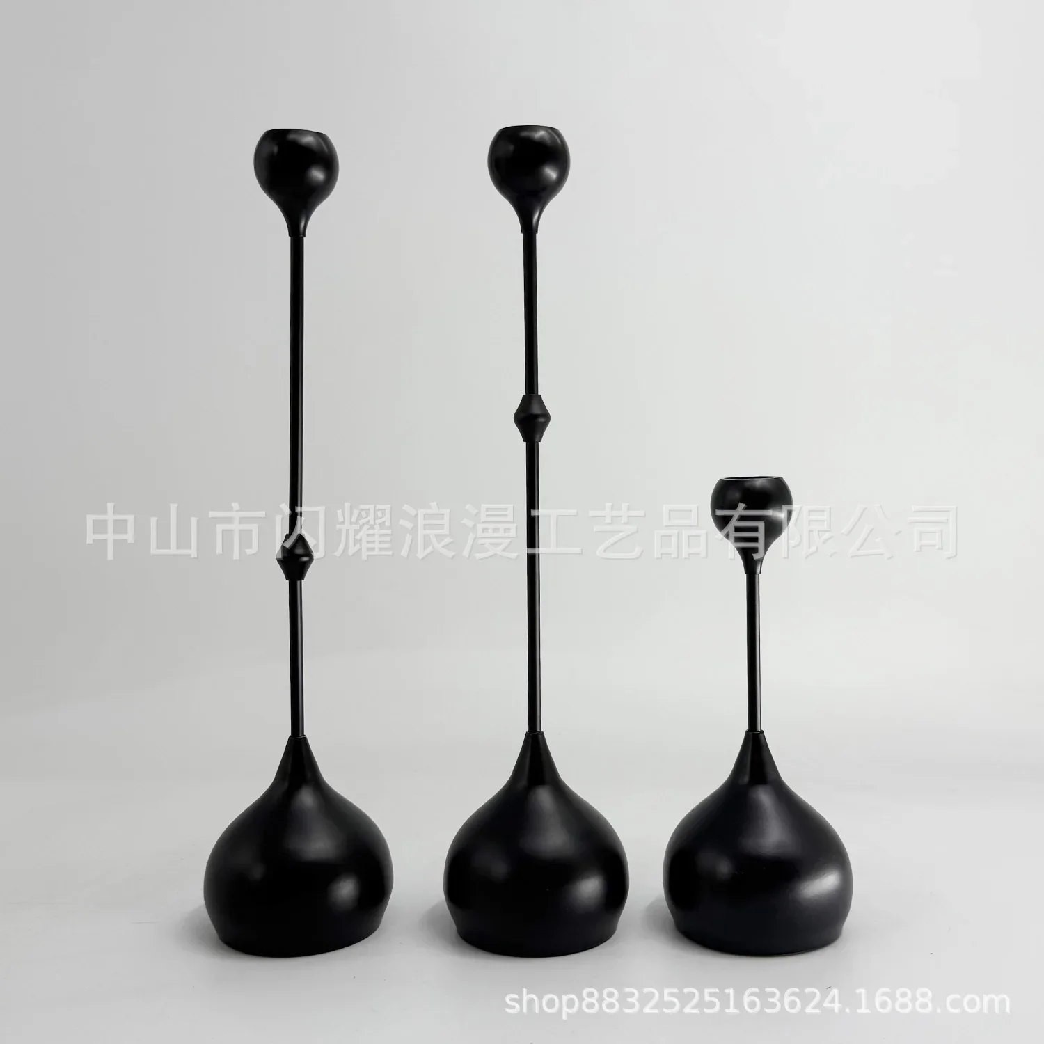 H1  electroplated wrought iron candle holder water drop three-piece set light luxury home dining table handicraft ornament