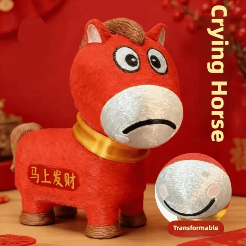

3D Printed Crying Horse With Rotating Mouth Cute Pony Transformation Ornament Desktop Display Home Office Decor