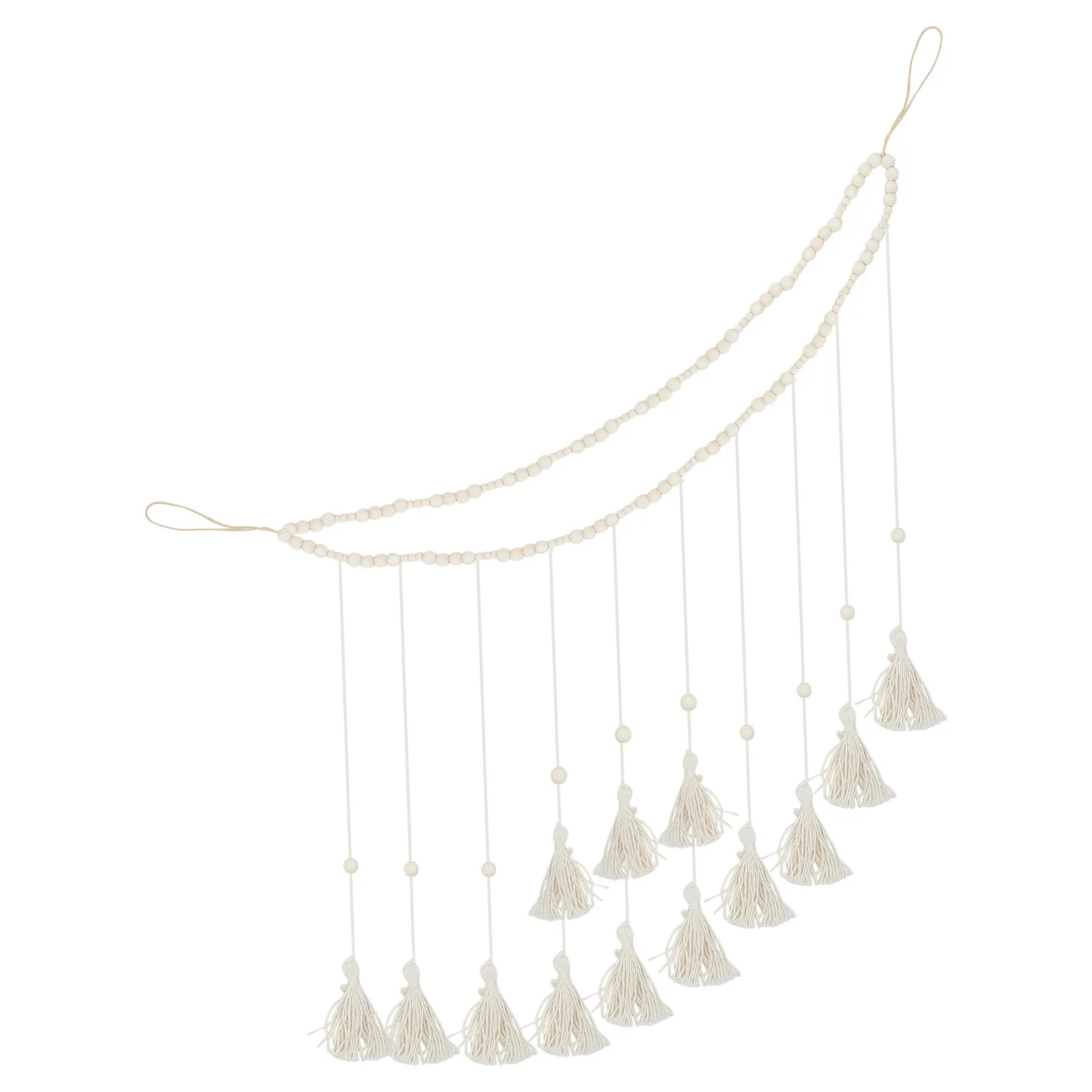 

Wooden Bead Garland Picture Display Hanging Decoration Picture Holder For Wall Tassel Wall Photo Frame Home Decor Accessories