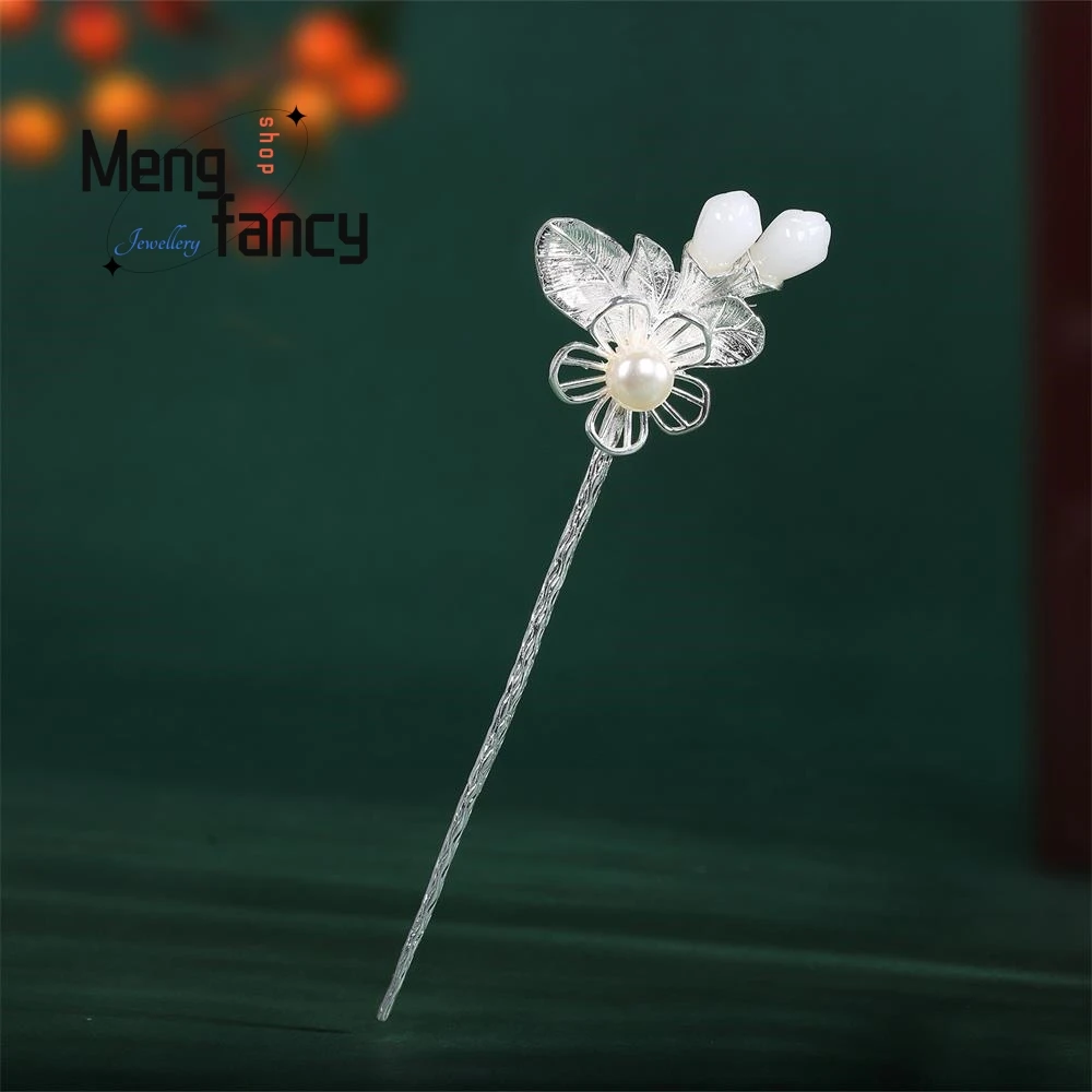 

Chinese Ancient National style Magnolia Flower Female Disc Hair Hanfu Hairpin Exquisite Elegant Headgear Luxury Fashion Jewelry