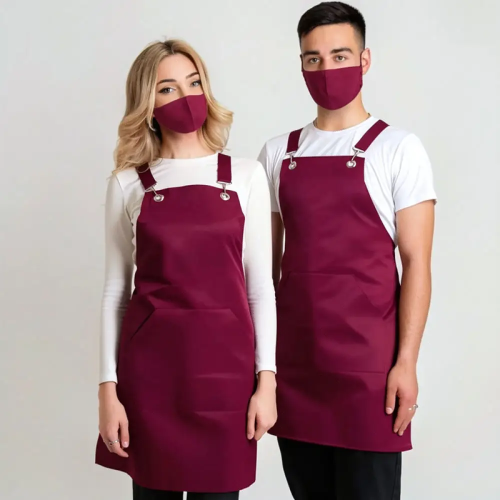 Durable Canvas Kitchen Apron Waterproof Working Smock With Pockets For Cooking Baking Coffee Shop Crafting Unisex Chef Wear