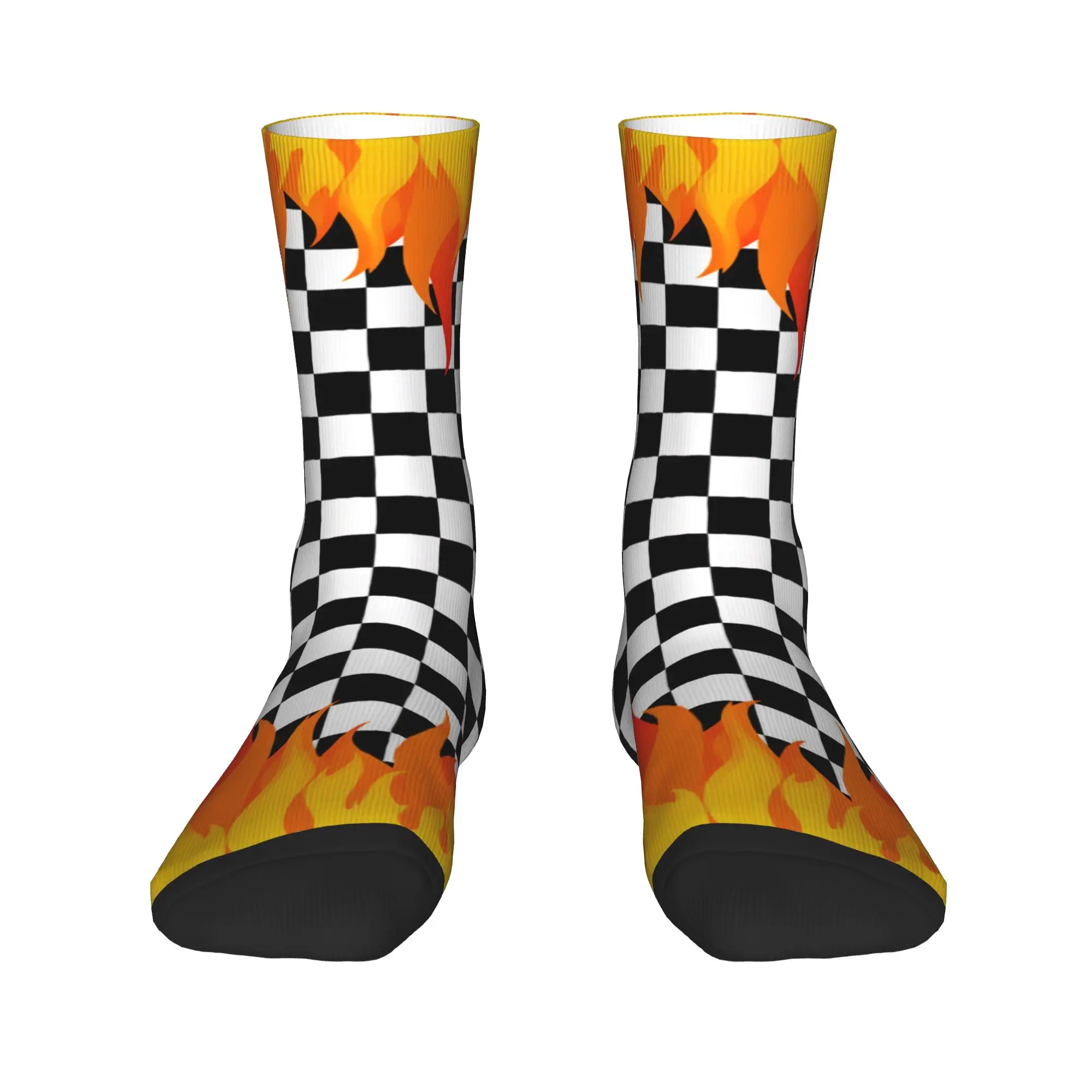 Couple Socks Racing Checkered Motor  (2)  Stockings Autumn Gothic Quality Socks Design Outdoor Sports Anti-Slip Socks