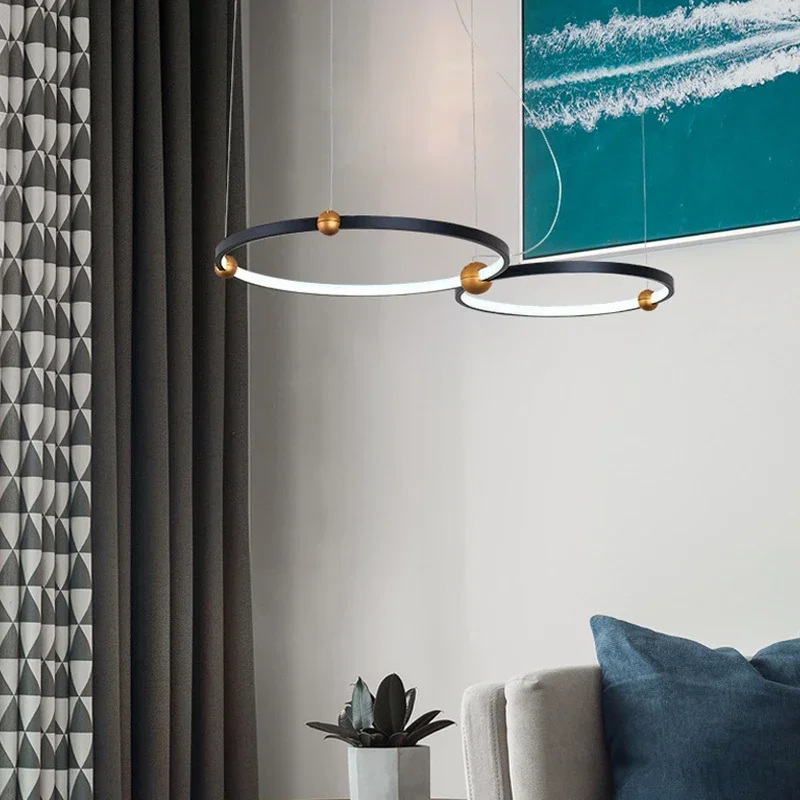 Round Ring Planet LED Pendant Light Fixtures for Ceiling Dinning Room Kitchen Hanging Lamp Chandelier Loft Suspension Decoration