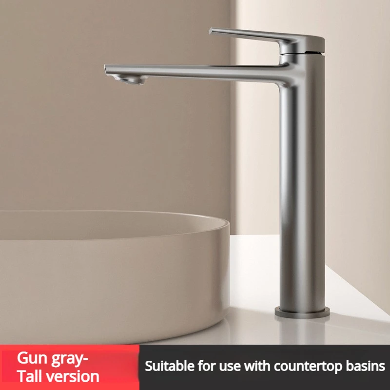 Basin Hot And Cold Water Sink Faucet Gold Bathroom Washbasin Single Hole Faucet Bass Chrome Plated Tall Short Model image 3