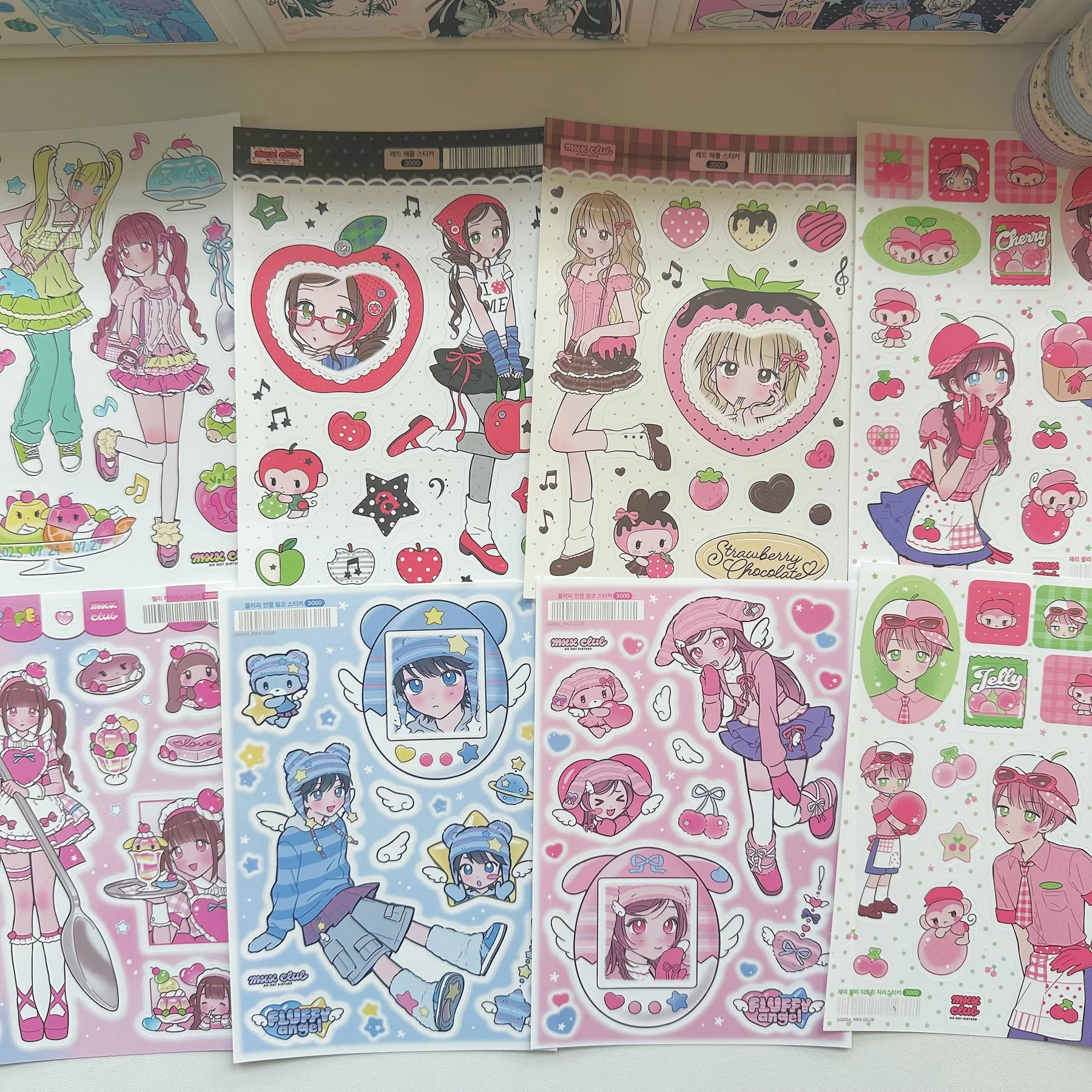 1/9PCS Pegatinas coreanas de chicas dulces y geniales, pegatinas de dibujos animados de anime, pegatinas decorativas para diario, cuaderno, álbum de recortes, bricolaje