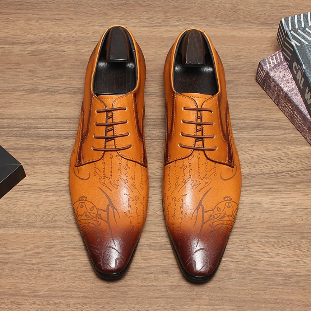 Classic Men Genuine Leather Dress Shoes Ltalian Big Size 37-45 Men Lace-up Oxfords Shoes Loafers Brand Man Business Casual Shoes