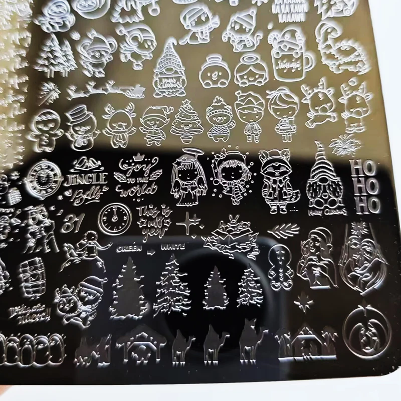 1 pz Di Natale Unghie Artistiche Stamping Piastra Fiocco di Neve/Albero di Natale/Alce/Papbo Natale Unghie artistiche Stampa Stencil FAI DA TE Unghie decorat Strumento