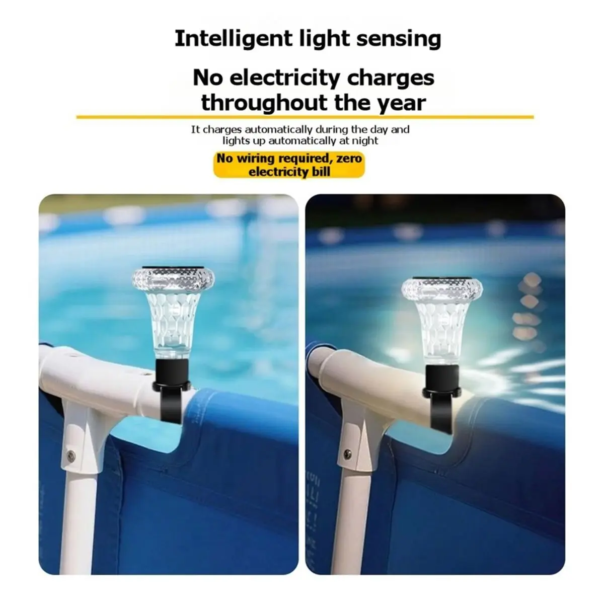 THANKYOU 2Pcs Pool Waterproof Solar Lights Solar Pool Lights Above Ground Pools LED Saving Warm White for Swimming Pool