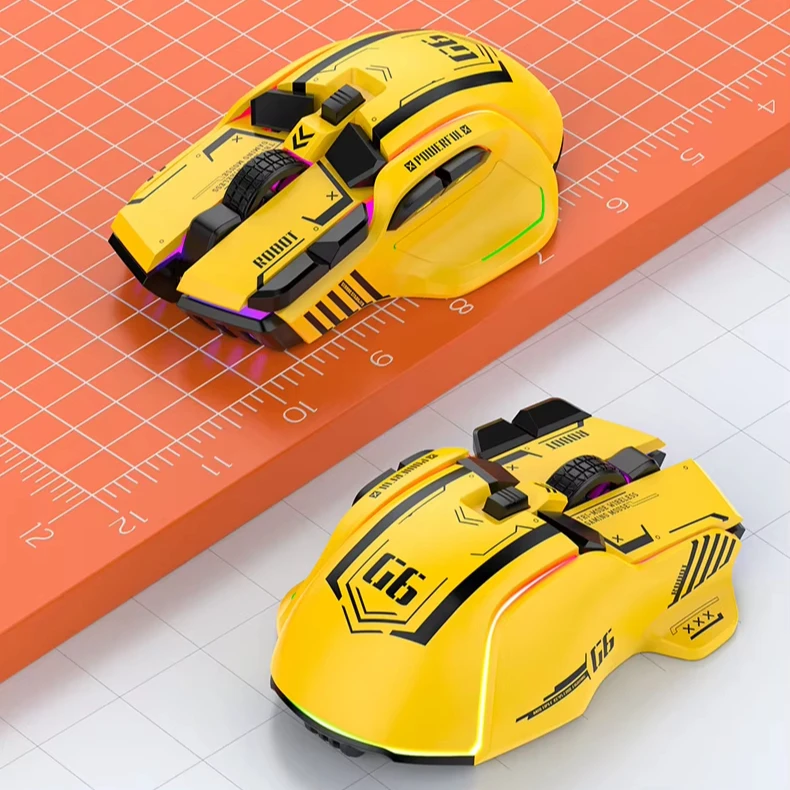 

Wholesale HXSJ G6 New Design 10 Keys RGB Mechanical Wireless Gaming Mouse 4000DPI Tri-Mode With Backlit For Laptop & PC