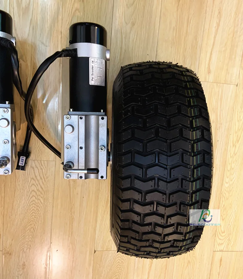 Combined Sales,Brushed Geared Wheelchair Robot Motors with Electromagnetic Brake and Two 16 Inch 16*6.5-8 wheels PEWM16S