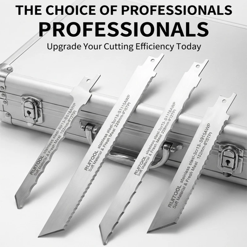 

Reciprocating Saw Blade Set Stainless Steel 6/9 Inch 2/5TPI Universal interface for Major Brands Clean Cut for Wall Insulation