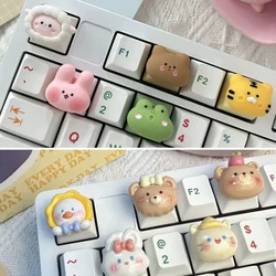 DIY Handmade Customized Gift Little Bear Cartoon Anime Keycaps Cross Axis Mechanical Keyboard Cute Little Rabbit Keycaps