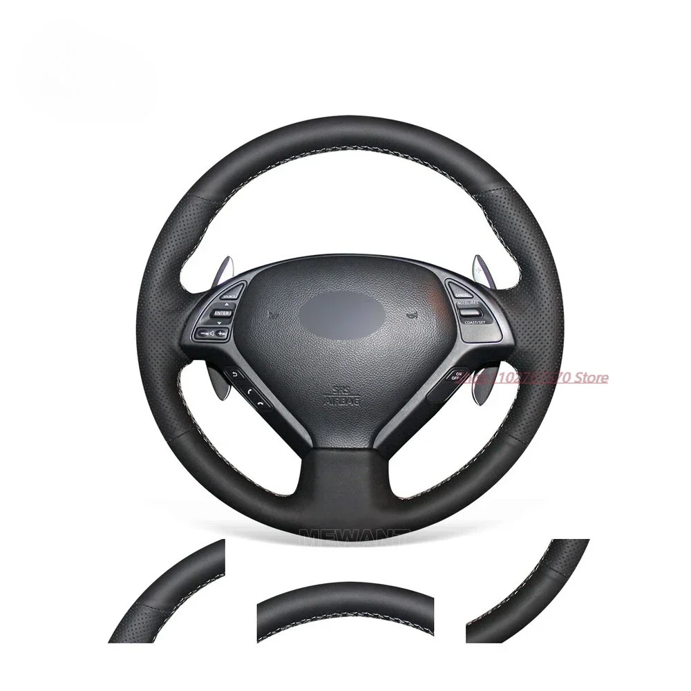 

DIY Hand-Sewn Anti slip Breathable PU Leather Steering Wheel Cover Wrap for Infiniti G35 G37 QX50 EX35 EX37 Q40 Car Accessories