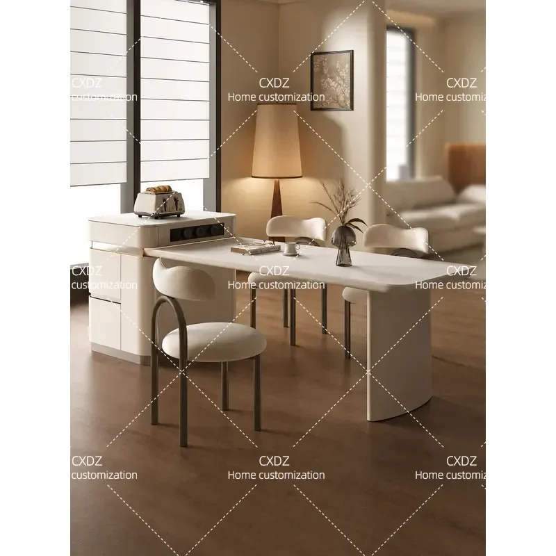 Retractable Kitchen Island Table with Integrated Rock Slab Top Light Luxury Style Household Dining Center Guide 2026 New