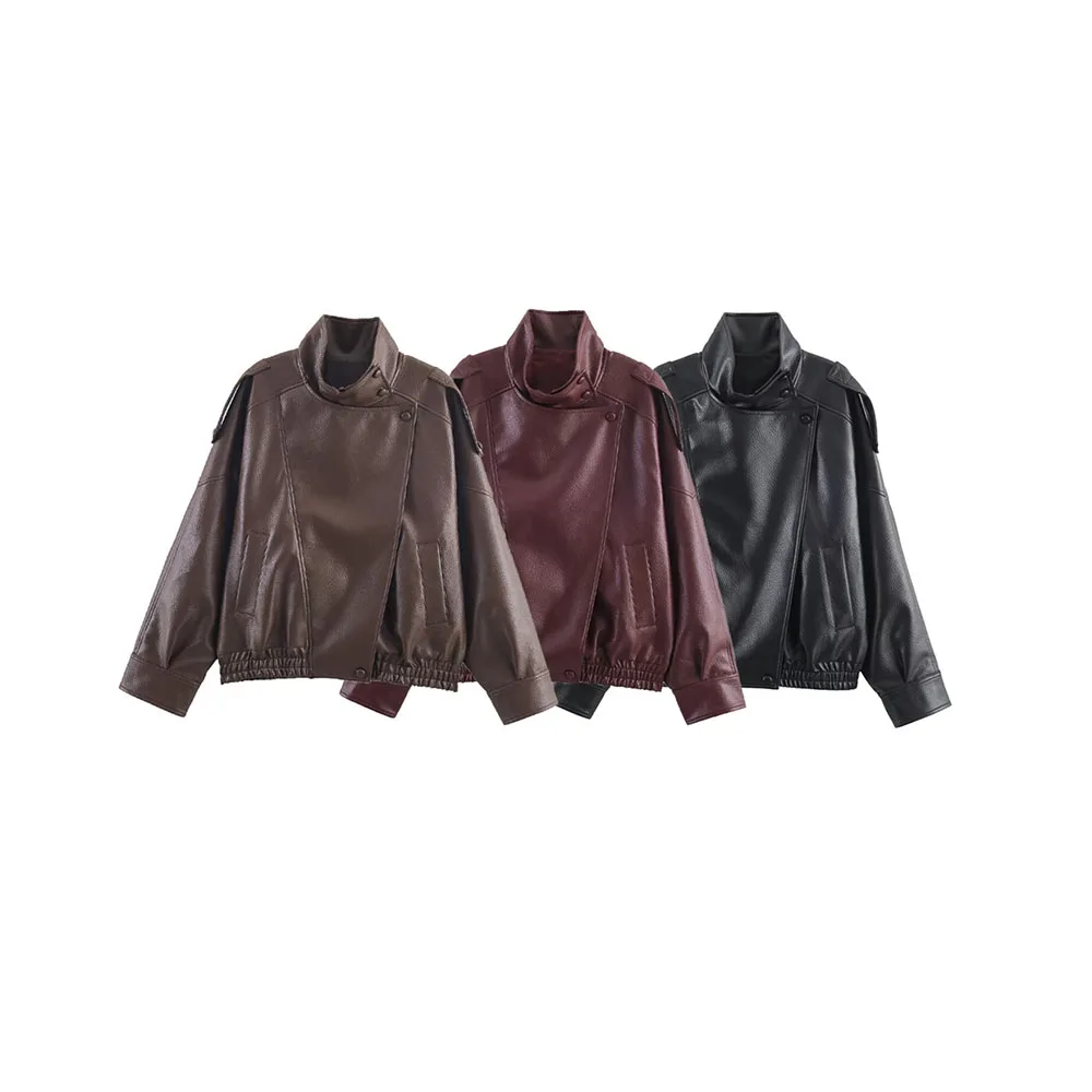 

Осенняя новая женская модная универсальная куртка из искусственной кожи, куртка