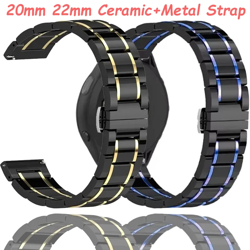 20 مللي متر 22 مللي متر السيراميك + شريط معدني ل Garmin Forerunner 570 970 965 55 سوار الموضة ل Garmin Approach S50/Vivoactive 6/Venu 3 2