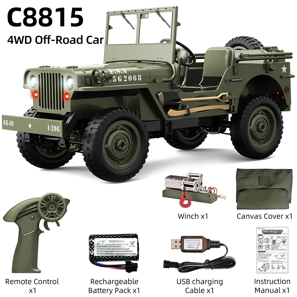 9IMOD C8815 RC Car 2.4GHZ 4WD 17G Servo 50M Distance Multi-Purpose Off-Road Car For SandyAreas Hillsides Grasslands Paved Roads