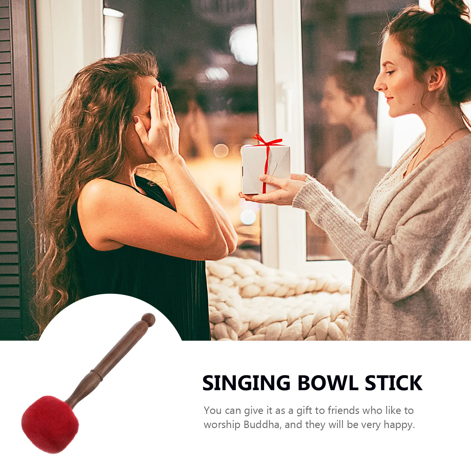 1Pcs Solid Wood Singing Bowl Mallet Gentle on Bowls Perfect for Daily Chanting Buddhism Practice Percussion Instrument