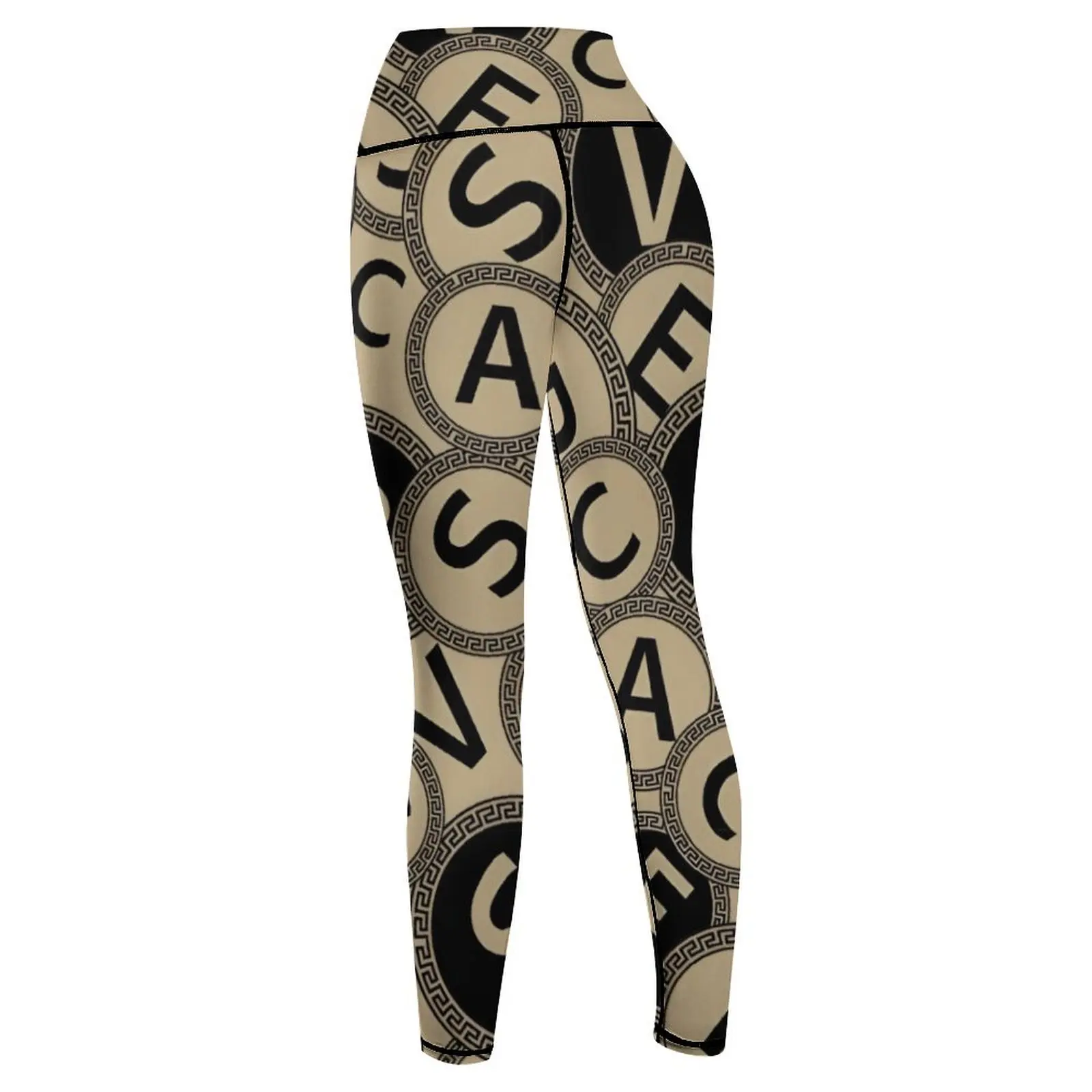 Polainas de yoga con estampado de letras de marca de moda, polainas activas de control de barriga de cintura alta para mujer