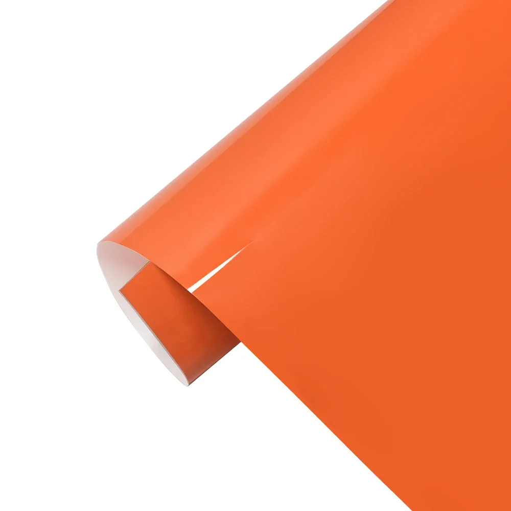 

Автомобильная наклейка, глянцевая оранжевая автомобильная клейкая виниловая пленка, ПЭТ-пленка для изменения цвета, пленка без пузырьков, автомобильные аксессуары, интерьер, внешний вид