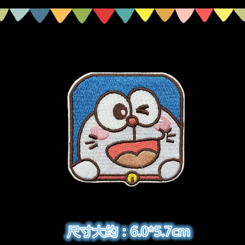 Doraemon Stoffaufkleber, kreative, hochwertige Anime-Cartoon-Stickerei, bedruckt, für Schüler, niedliche DIY-Kleidungs- und Schulranzen-Aufnäher – Detail 4