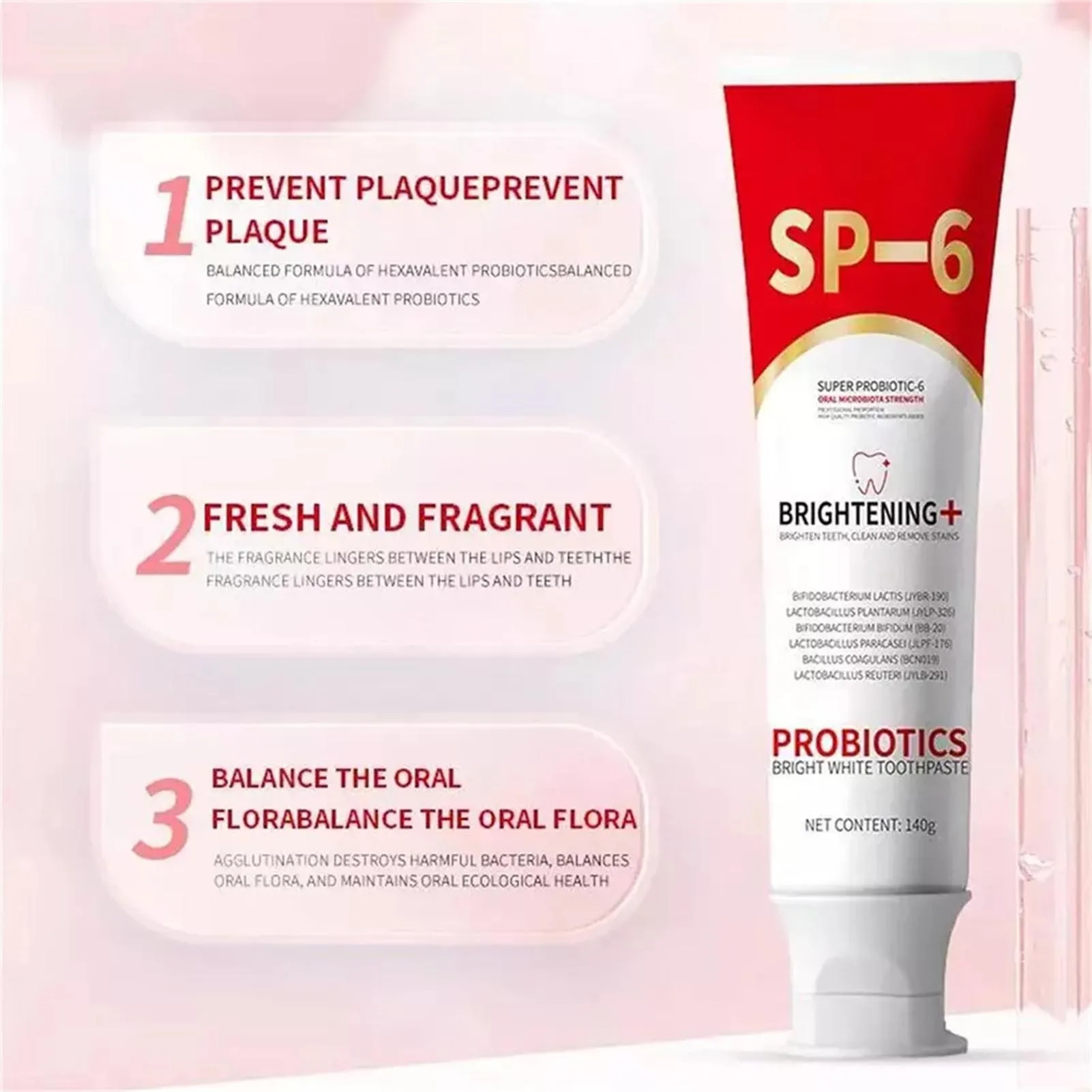 Probiotic-6 Whitening Toothpaste Safe Oral Health Whitening Toothpaste for a Long-Lasting Fresh Breath