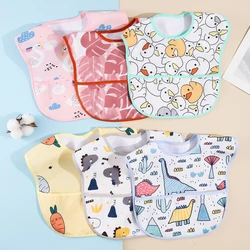 Cartoon Pattern Waterproof Pocket Lunch Feeding Bibs Adjustable Baby Bibs Cute Children Baby Apron Kids Burp Cloths