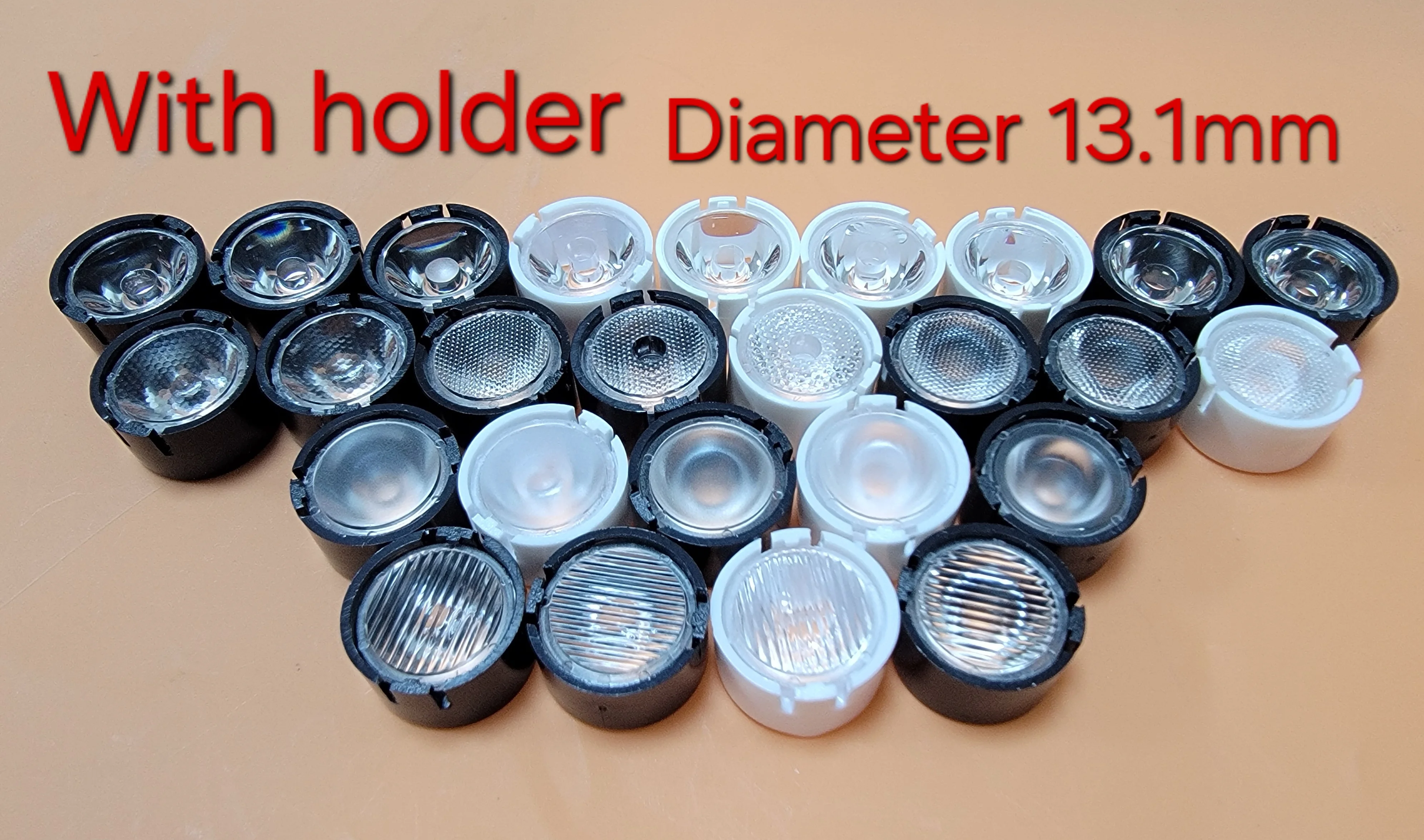 XPE2 XPG2 Lens With holder Diameter 13.1mm or Alone lens 12mm Stripe, Smooth and Bead surface LED lens SST20 3535 smd lens