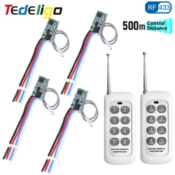 Tedeligo RF 433MHz Mini DC 3.6V 6V 9V 12V 24V Remote Control Switch with 500m Long Range Wireless Transmitter,3A Module for DIY