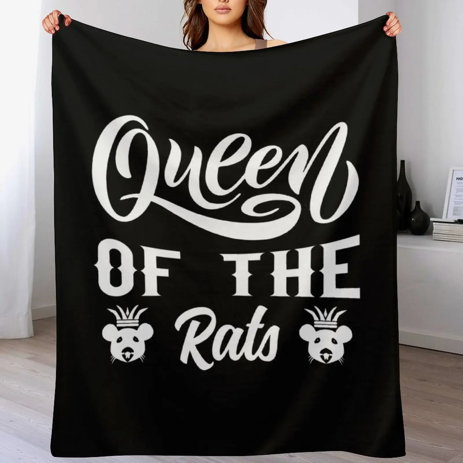 QUEEN OF THE RATS Gifts Pet rat owner and rat lover Throw Blanket Warm Accent Blanket for Living Room Decoration