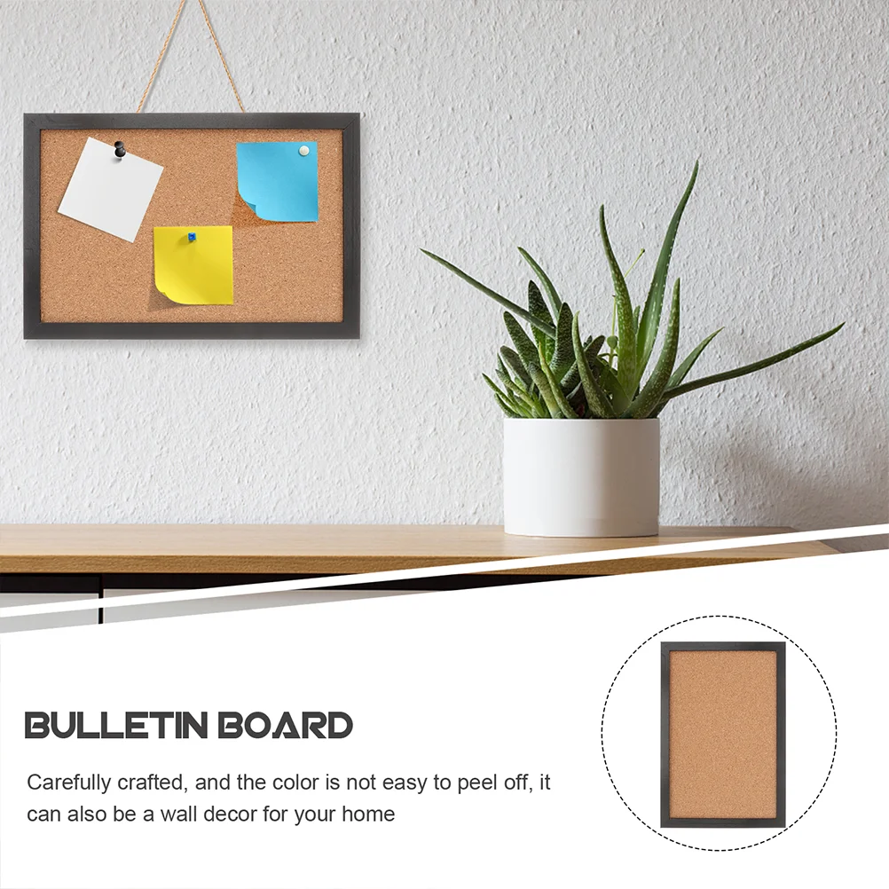 Vision Board Cork Reminder Bulletin With Box Picture Boards for Walls Black Wood Office