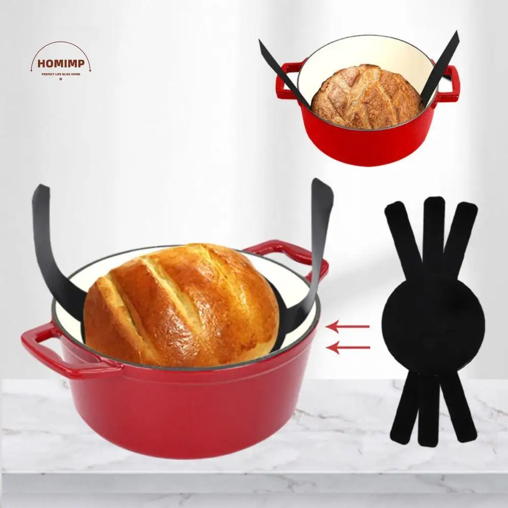 

Baking Tool Non-stick Silicone Baking Mat Heat Resistant Reusable Bread Sling Black Long Handle Dutch Oven Liner Kitchen