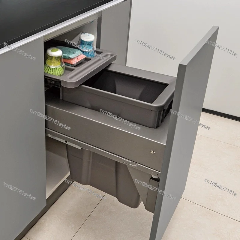 Large Hidden Pull Out Slide Out Trash Can for Kitchen Cabinet Built In Garbage Bin for Bedroom