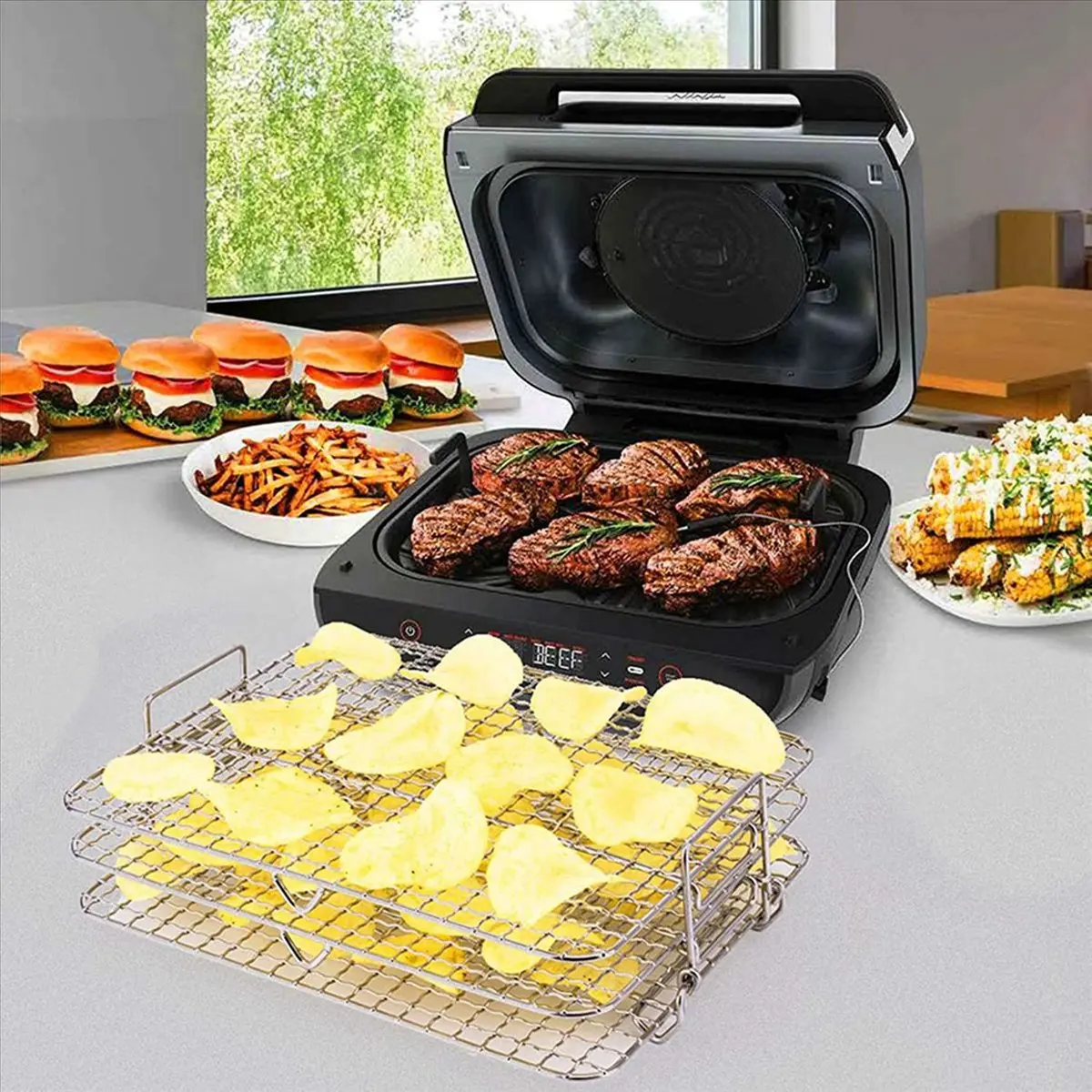 

Многоярусная решетка A87Z 2X для аэрофритюрницы Ninja Foodi Grill XL, подставка для тостов, аксессуары для аэрофритюрниц