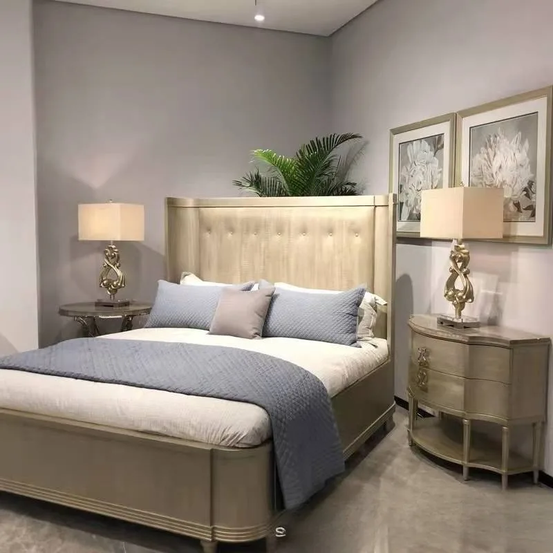 American-style solid wood bed, crocodile pattern leather bed, art furniture, Mori Impression Light Luxury