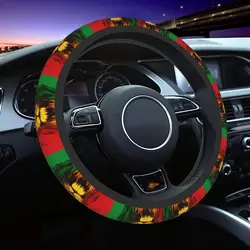 Rasta Flag Lion Steering Wheel Cover Car Wheel Cover Wheel Protector Breathable Anti Slip Lightweight Soft Car Accessories